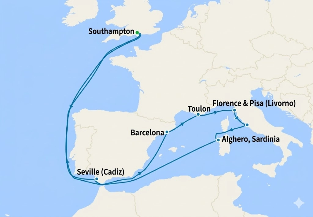 14 Nights Western Mediterranean Voyage – Sky Princess | August 2027